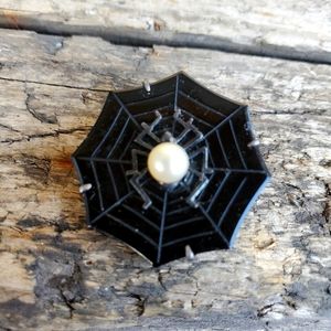 vintage sterling pearl art deco spider brooch